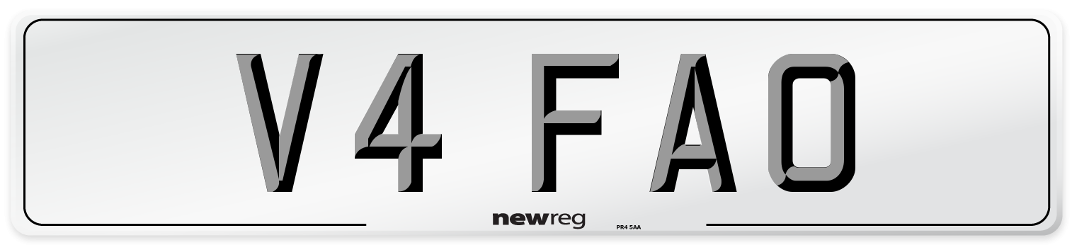 V4 FAO Number Plate from New Reg